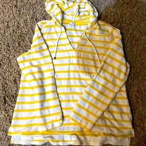 CROWN & IVY Yellow and White Striped Hoodie XL